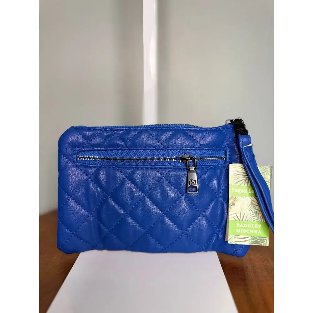 NWT Badgley Mischka Blue Quilted Wristlet Wallet MSRP $39